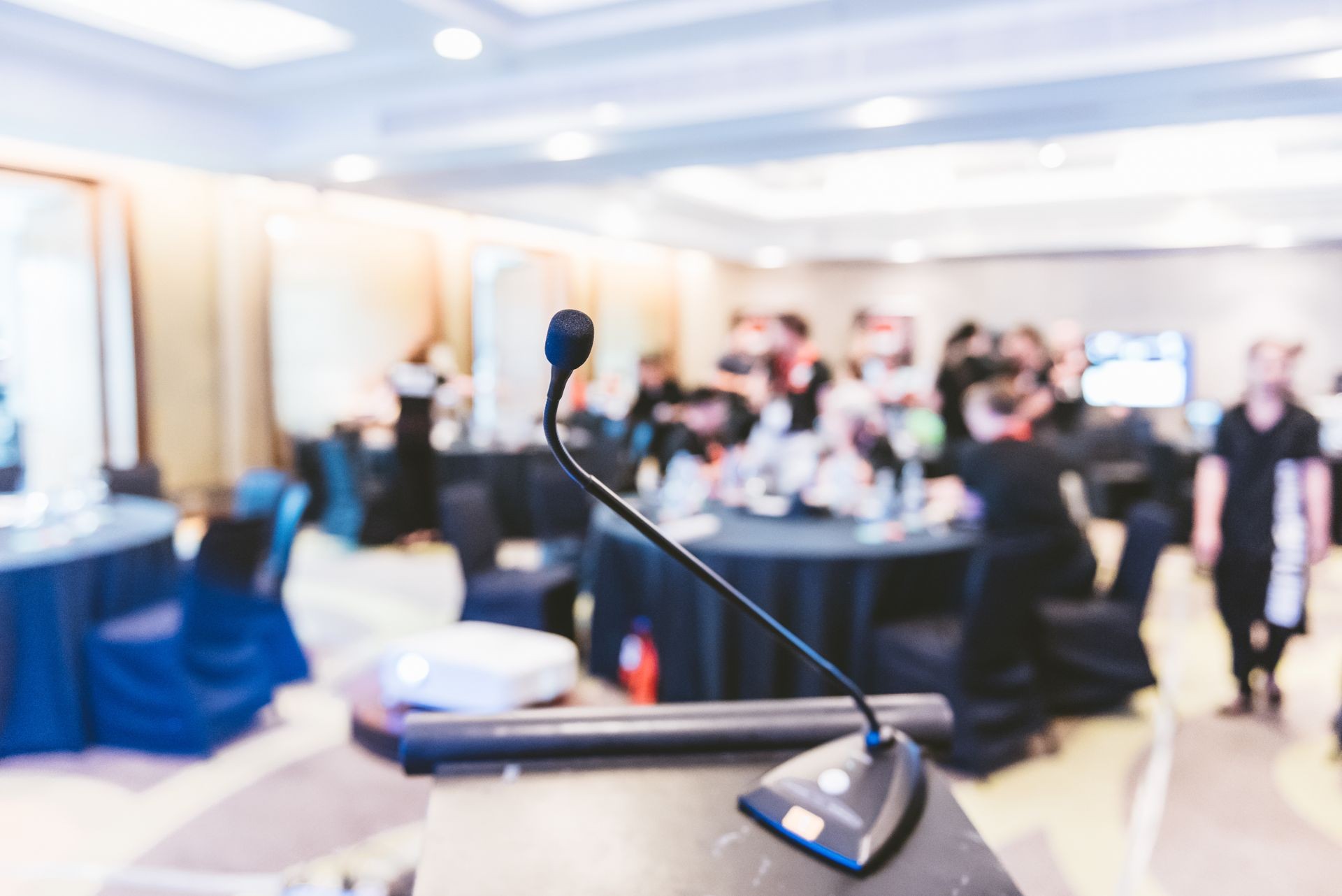 Microphone in meeting room for a conference.